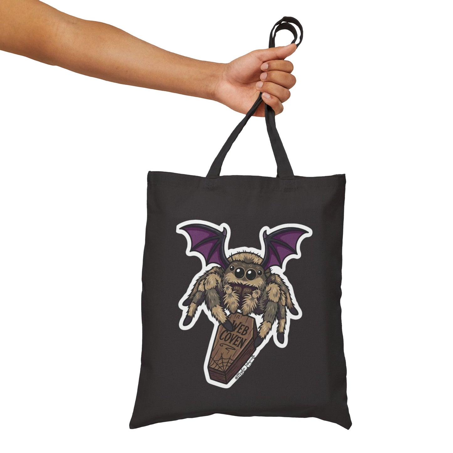 Spider Bat Tote — Cute Gothic Spider with Coffin "Love You" Canvas Tote
