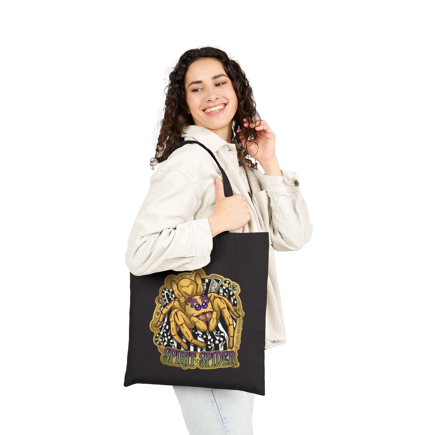 Spirit Spider Tote Bag — Cotton Canvas Spider Print Tote
