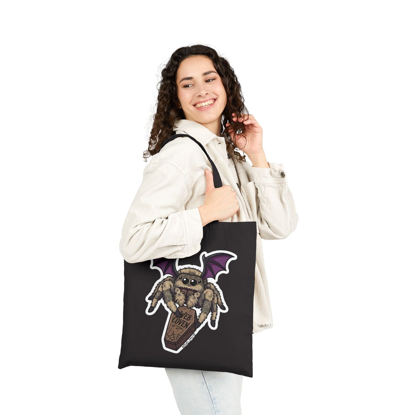 Spider Bat Tote — Cute Gothic Spider with Coffin "Love You" Canvas Tote