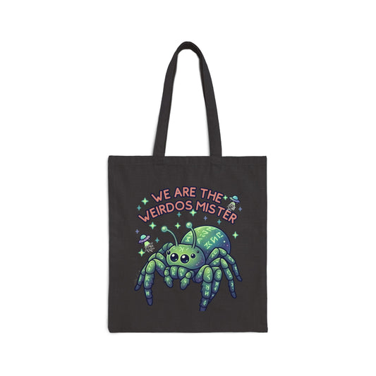 Spider Tote Bag — “We Are the Weirdos, Mister” Cute Gothic Canvas Shopper