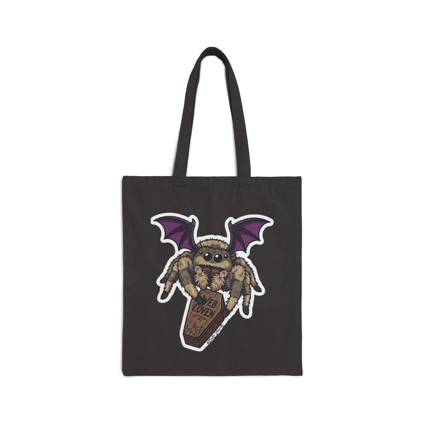 Spider Bat Tote — Cute Gothic Spider with Coffin "Love You" Canvas Tote