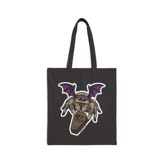 Spider Bat Tote — Cute Gothic Spider with Coffin "Love You" Canvas Tote