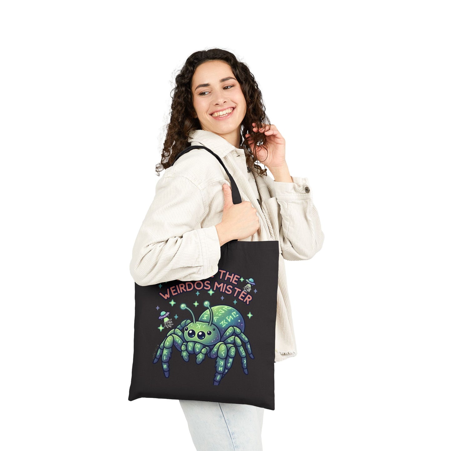 Spider Tote Bag — “We Are the Weirdos, Mister” Cute Gothic Canvas Shopper