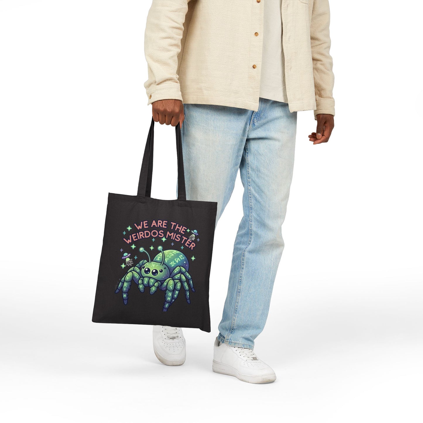 Spider Tote Bag — “We Are the Weirdos, Mister” Cute Gothic Canvas Shopper