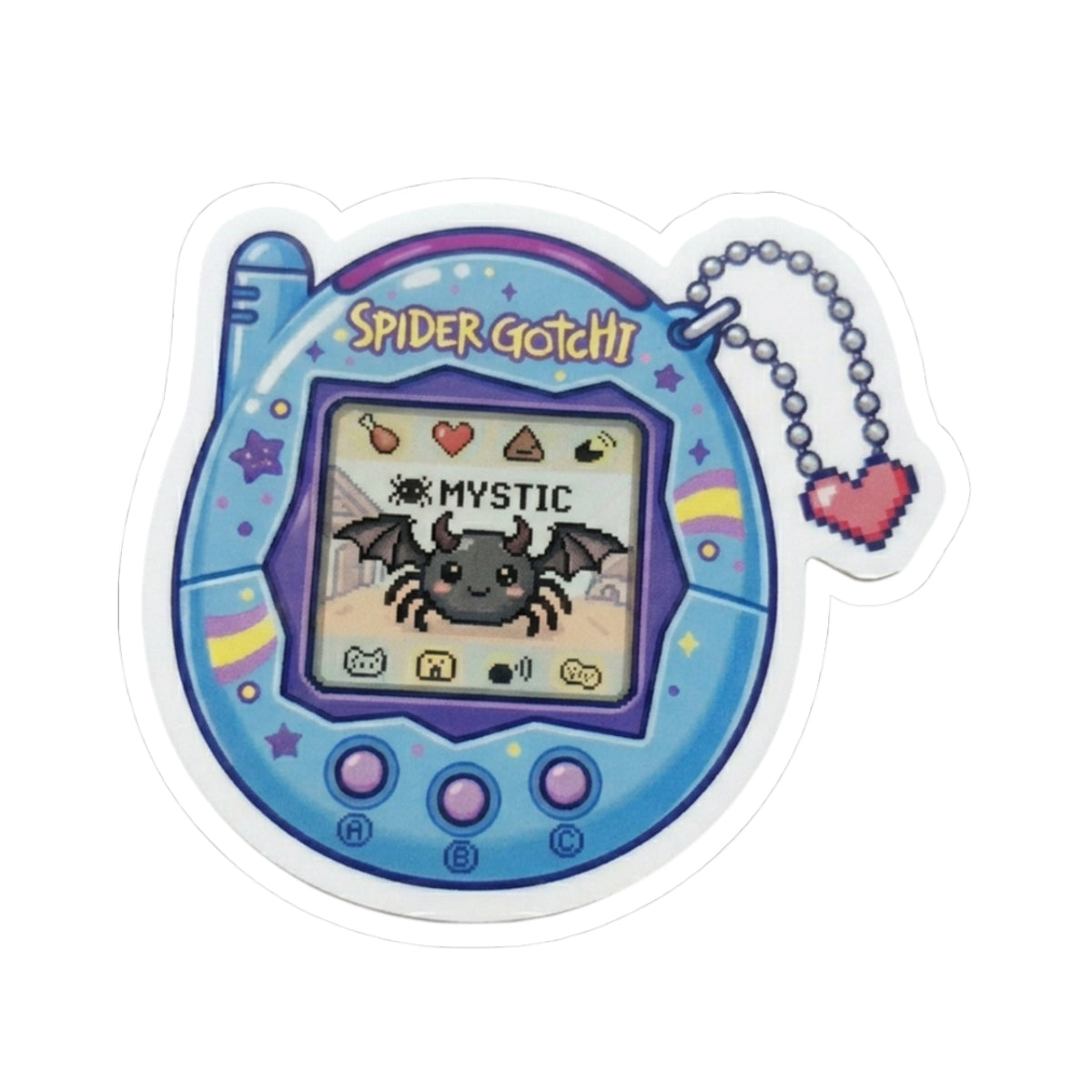 Tamaogochi Spooder Sticker — Cute Retro Spider Kiss-Cut Decal